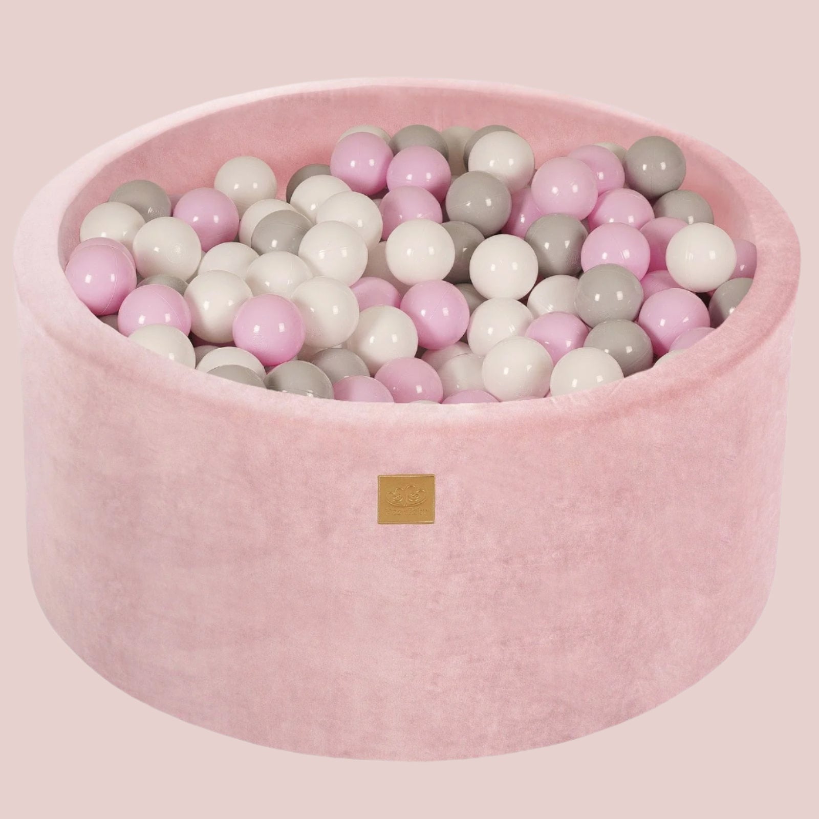 Ball Pit with 300 balls, 90x40cm - Light Pink Velvet