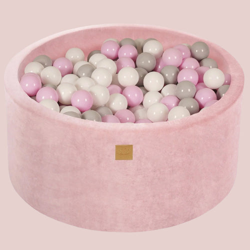 Ball Pit with 300 balls, 90x40cm - Light Pink Velvet