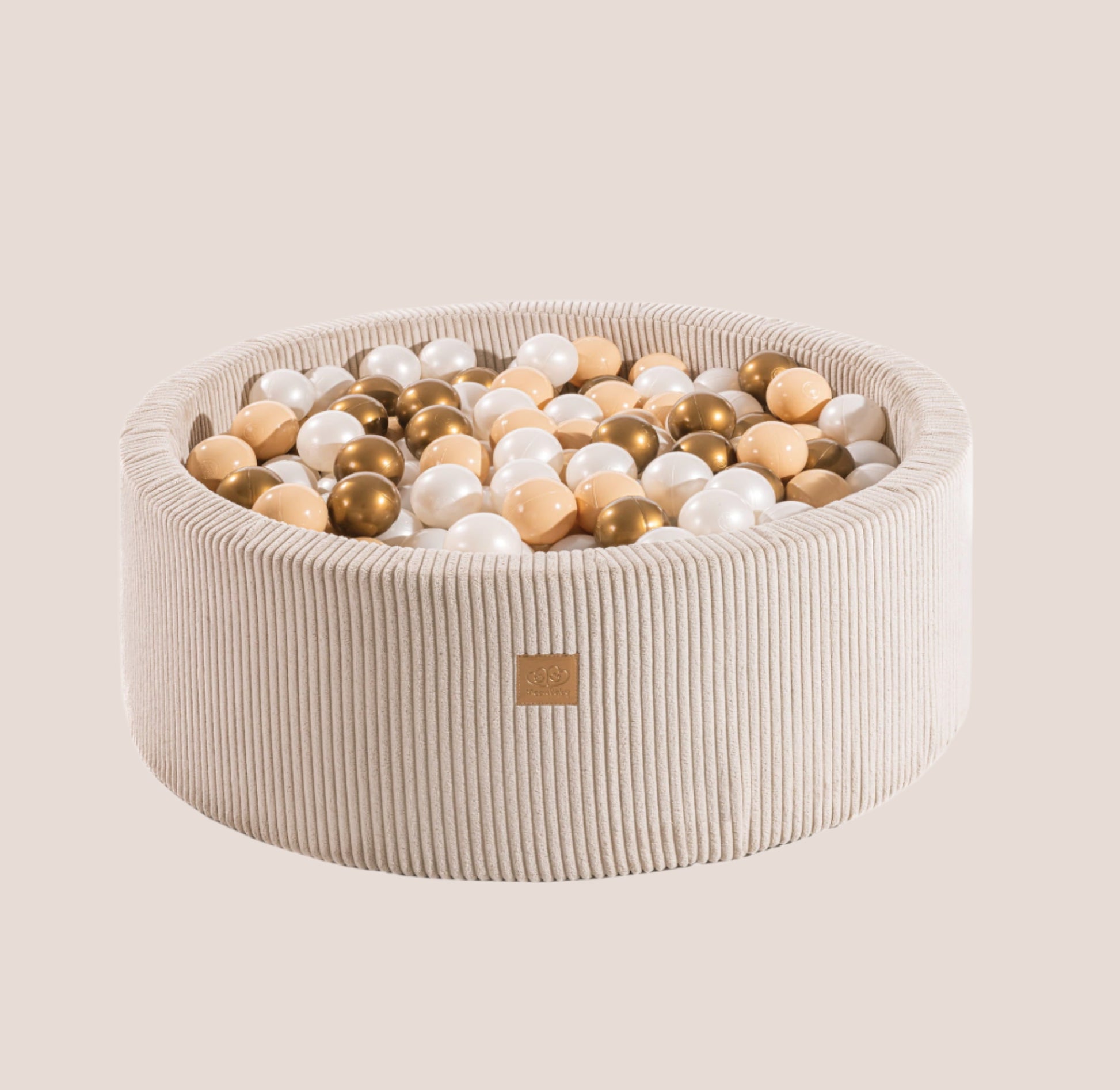 Round Ball Pit with 200 balls, 90x30cm - Velvet Ecru