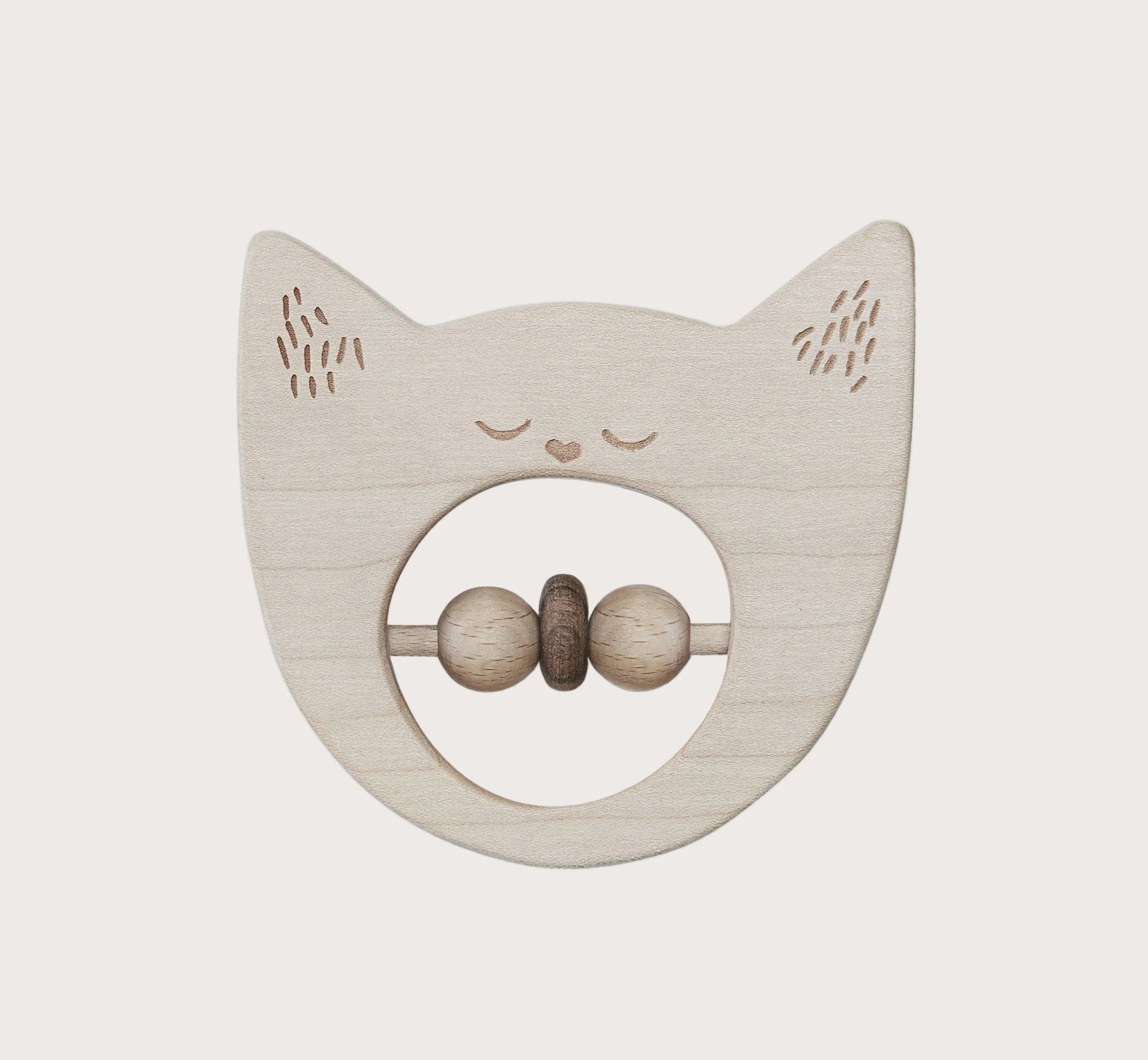 Wooden Rattle - Cat