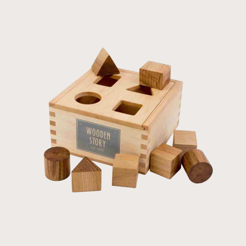 Wooden Shape Sorting Box - Natural